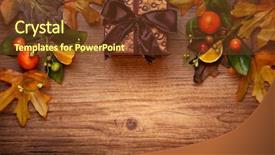  Presentation with an open gift box - Audience pleasing slide set consisting of autumn concept with gift box backdrop and a tawny brown colored foreground