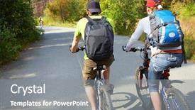  Presentation with cycling - Audience pleasing PPT theme consisting of autumnl - couple cycling on road backdrop and a  colored foreground