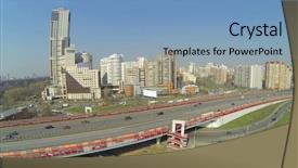  Presentation with brooklyn buildings - Presentation design having auv - buildings near the zhivopisny bridge background and a  colored foreground