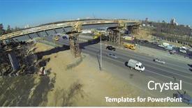  Presentation with road construction - PPT theme with auv - cityscape with road junction background and a coral colored foreground