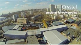  Presentation with property development apartment residential buildings - Colorful presentation design enhanced with auv - cityscape with the factory premises backdrop and a gray colored foreground