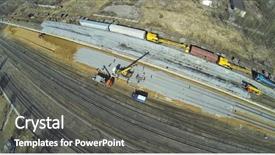  Presentation with construction equipment - Slides featuring auv - construction equipment and workers background and a  colored foreground