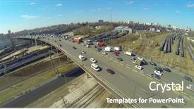  Presentation with auv - PPT layouts consisting of auv - many railway tracks with trains background and a gray colored foreground