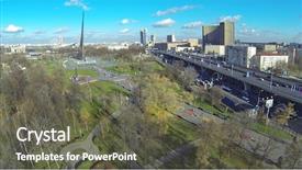  Presentation with unmanned - Cool new PPT theme with auv - moscow cityscape at sunny day backdrop and a  colored foreground