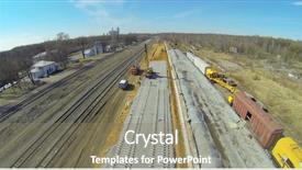  Presentation with auv - Theme having auv - workers are building the railroad background and a  colored foreground