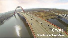  Presentation with suspension bridge - Cool new slide deck with auv - zhivopisny bridge - suspension bridge backdrop and a coral colored foreground