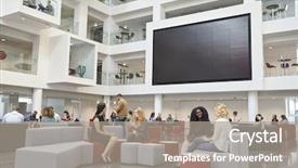  Presentation with students - Slide set with av screen in atrium background and a gray colored foreground