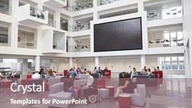  Presentation with students - PPT layouts having av screen in atrium background and a violet colored foreground