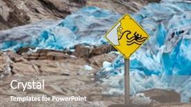  Presentation with runoff - Amazing presentation theme having avalanche - dangerous glacier runoff water ahead backdrop and a gray colored foreground