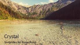 Presentation with national - Colorful PPT theme enhanced with avalanche lake in glacial national backdrop and a coral colored foreground