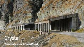  Presentation with road - Slide deck enhanced with avalanche protection system at transfagarasan background and a violet colored foreground