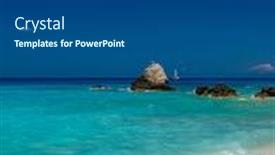  Presentation with island - Presentation theme with avali-beach-in-lefkas-island background and a dark gray colored foreground