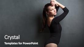  Presentation with grey - Amazing PPT theme having avant garde restaurant - beautiful young woman in front backdrop and a  colored foreground