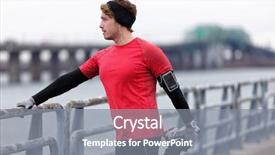  Presentation with trail running runner - PPT theme consisting of avant garde restaurant - male runner training in cold background and a gray colored foreground