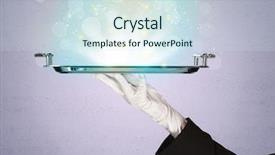  Presentation with silver purple - Presentation design having avant garde restaurant business - glowing lights glitter on silver background and a sky blue colored foreground