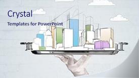  Presentation with close up of a brick - Audience pleasing presentation theme consisting of avant garde restaurant business - serving a city concept backdrop and a sky blue colored foreground