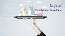  Presentation with brick wall - Cool new slides with avant garde restaurant business - serving a city concept backdrop and a sky blue colored foreground