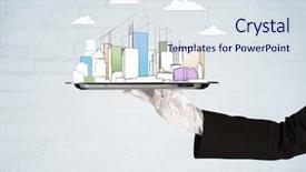  Presentation with brick wall - PPT layouts consisting of avant garde restaurant business - serving a city concept background and a sky blue colored foreground