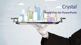  Presentation with brick wall - Beautiful theme featuring avant garde restaurant business - serving a city concept backdrop and a  colored foreground