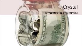  Presentation with skyscraper glass tower - PPT theme featuring avarice - many dollars in a glass background and a coral colored foreground