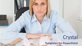  Presentation with front office - Colorful PPT layouts enhanced with an shattered piggy bank backdrop and a sky blue colored foreground