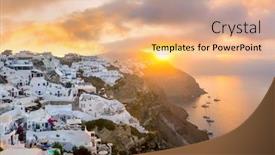  Presentation with island resort - Presentation theme consisting of ave-sunrise-morning-view background and a coral colored foreground