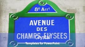  Presentation with avenue - Cool new slide deck with avenue des champs-elysees street backdrop and a cobalt blue colored foreground