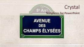  Presentation with avenue - Slide set featuring avenue des champs elysees street background and a sky blue colored foreground