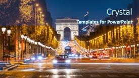  Presentation with avenue - Presentation theme featuring avenue-des-champs-elysees background and a ocean colored foreground