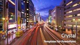  Presentation with avenue - Presentation theme enhanced with avenue the central commercial district background and a tawny brown colored foreground