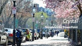  Presentation with street lamps - Colorful slide set enhanced with avenues - back bay boston commonwealth avenue backdrop and a ocean colored foreground
