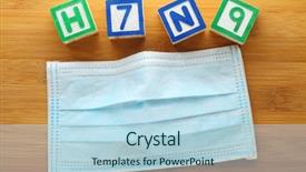  Presentation with happy sad mask face - Beautiful PPT layouts featuring avian virus - h7n9 alphabet block with protective backdrop and a  colored foreground