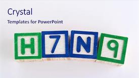  Presentation with toy - Presentation design consisting of avian virus - h7n9 alphabet toy block background and a sky blue colored foreground