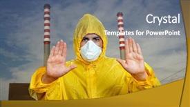  Presentation with pollution - PPT layouts with avian virus - man with mask and open background and a gray colored foreground