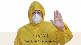  Presentation with virus - Cool new presentation theme with avian virus - young man in yellow backdrop and a gold colored foreground