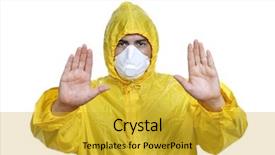  Presentation with mask - PPT theme enhanced with avian virus - young man in yellow background and a gold colored foreground