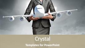  Presentation with business travel - Slide set consisting of aviation - aircraft or business travel concept background and a mint green colored foreground