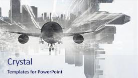  Presentation with sky - PPT theme having aviation - airliner in sky mixed media background and a sky blue colored foreground