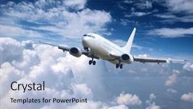  Presentation with aviation - Cool new presentation design with aviation - airplane above clouds backdrop and a light blue colored foreground