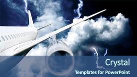  Presentation with accident - Presentation theme consisting of aviation - airplane crash in a storm background and a ocean colored foreground