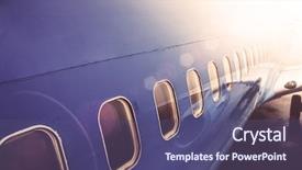  Presentation with lens - Audience pleasing slide deck consisting of aviation - airplane exterior close up lens backdrop and a violet colored foreground