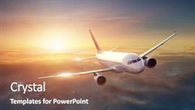  Presentation with aviation - Slide set consisting of aviation - airplane in the sky background and a violet colored foreground