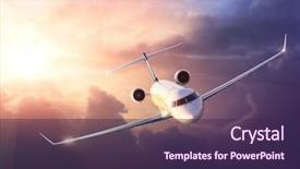  Presentation with airplane - Cool new slide deck with aviation - airplane in the sky backdrop and a wine colored foreground