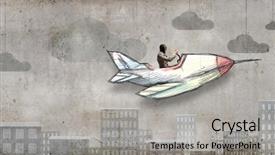  Presentation with airplane - Theme enhanced with aviation - aviator in drawn airplane mixed background and a light gray colored foreground