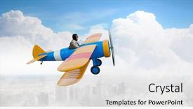  Presentation with aviation - Slides with aviation - aviator in drawn airplane mixed background and a white colored foreground