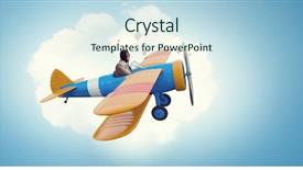  Presentation with plane - Audience pleasing PPT theme consisting of aviation - aviator in retro plane mixed backdrop and a sky blue colored foreground