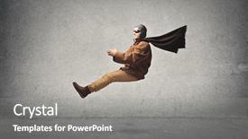  Presentation with flying - Beautiful slide set featuring aviation - aviator is flying without airplane backdrop and a gray colored foreground