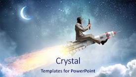  Presentation with rocket - Colorful presentation theme enhanced with aviation - aviator riding rocket mixed media backdrop and a sky blue colored foreground