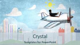  Presentation with media - Slide deck featuring aviation - aviator woman mixed media background and a sky blue colored foreground