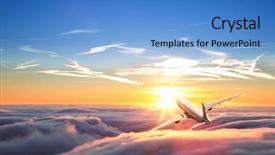  Presentation with commercial - Presentation theme enhanced with aviation - back view of commercial airplane background and a teal colored foreground